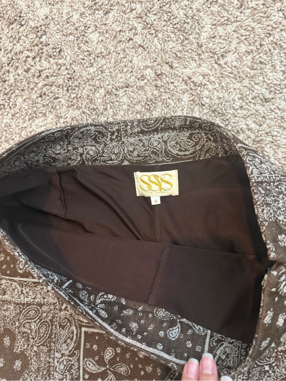 Brown Printed Mini Dress with Square Neck - Picture 7 of 10